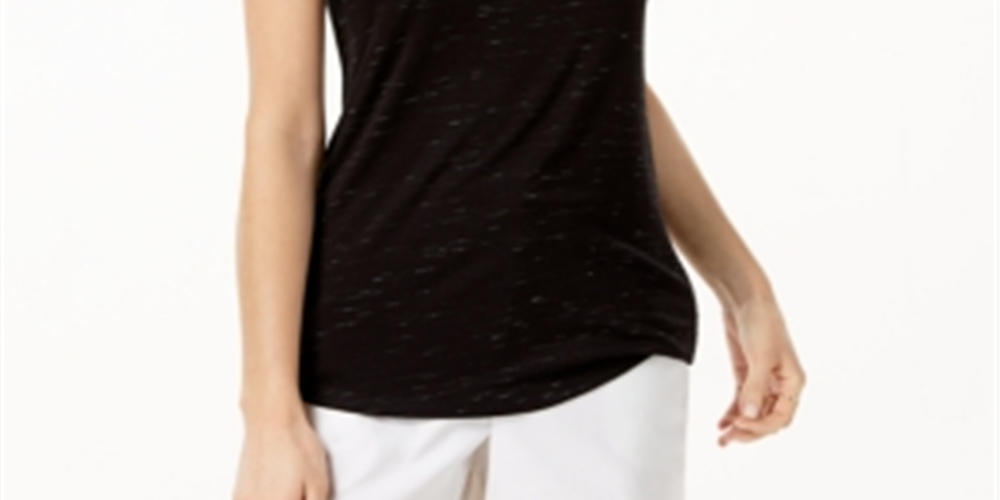 Regata feminina com decote redondo Maison Jules, preta, tamanho XX-G