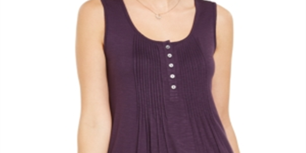 Regata feminina com botões frontais Style &amp; Co, roxa, tamanho extragrande