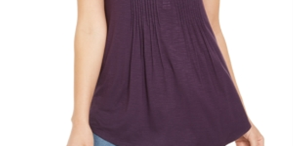 Regata feminina com botões frontais Style &amp; Co, roxa, tamanho extragrande