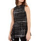 Blusa assimétrica estampada feminina Alfani, preta, tamanho grande
