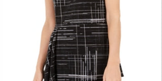 Blusa assimétrica estampada feminina Alfani, preta, tamanho grande