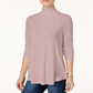 Blusa feminina de gola alta JM Collection, cor nude, tamanho extragrande