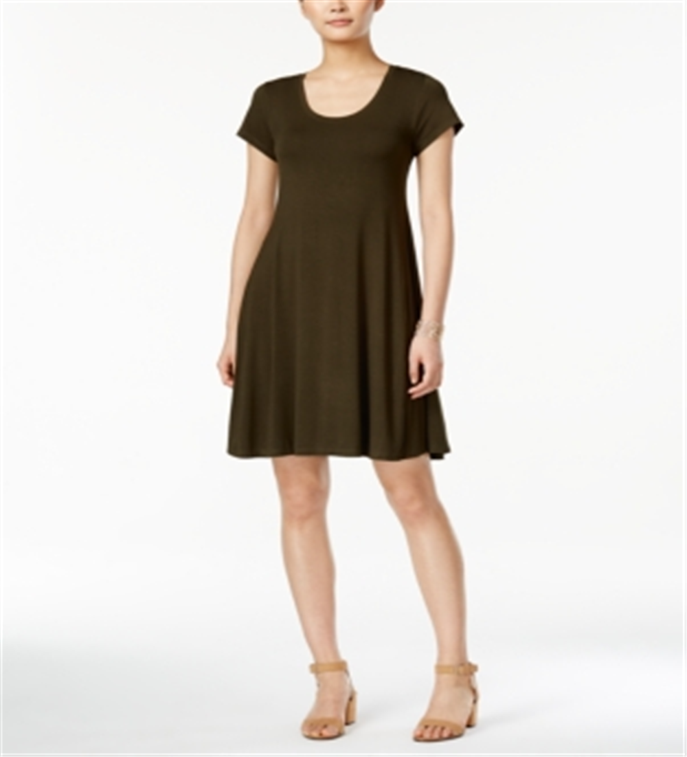 Vestido evasê de manga curta feminino Style &amp; Co, verde, tamanho grande