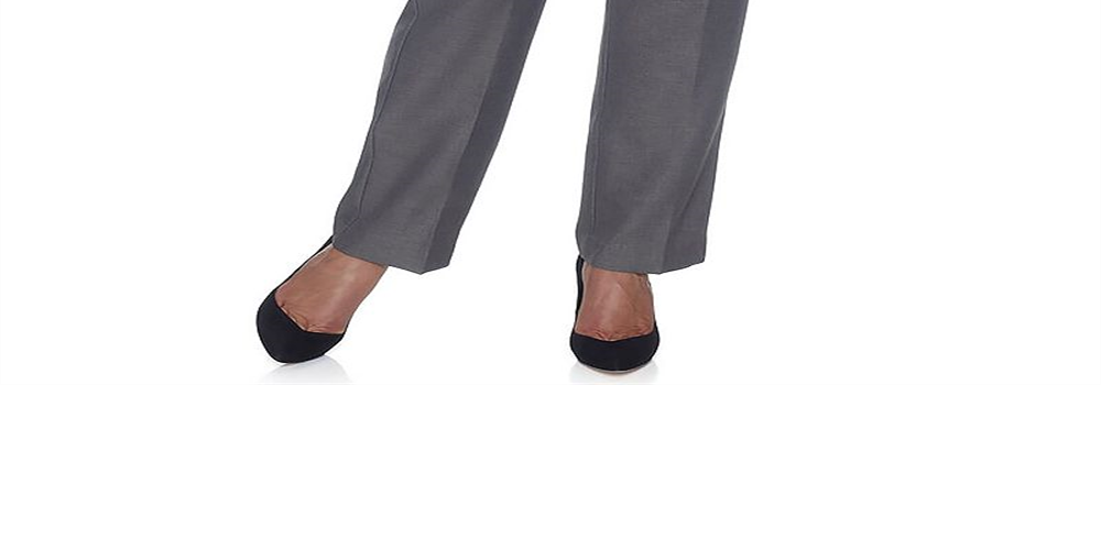 Calça feminina Alfred Dunner Classics com perna reta, cinza, tamanho 12