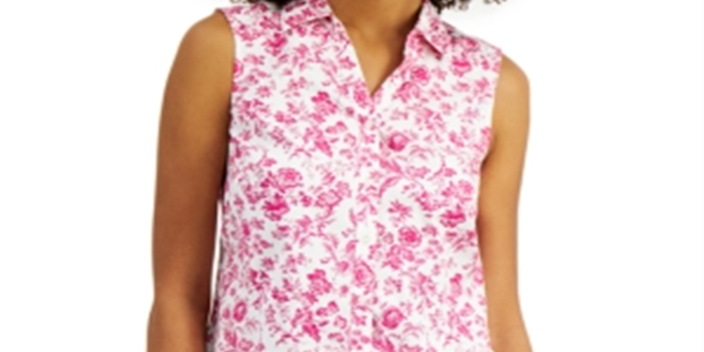 Camisa feminina sem mangas com estampa Toile Charter Club, rosa, tamanho 12