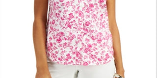 Camisa feminina sem mangas com estampa Toile Charter Club, rosa, tamanho 12