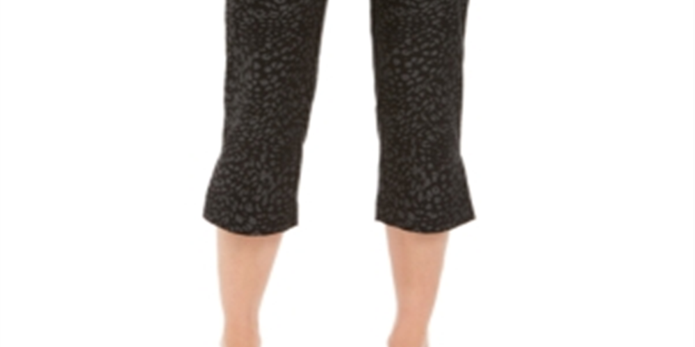 Calça Capri Feminina Estampada com Controle de Barriga JM Collection Preta Tamanho Grande