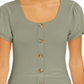 Blusa canelada com manga bufante Pink Rose Junior, tamanho médio, verde