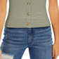 Blusa canelada com manga bufante Pink Rose Junior, tamanho médio, verde