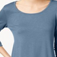 Blusa de malha feminina estilo Slub com mangas três quartos, azul, tamanho médio