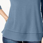 Blusa de malha feminina estilo Slub com mangas três quartos, azul, tamanho médio