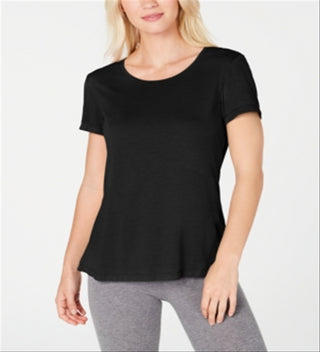 Camiseta feminina Ideology de manga curta com gola redonda e estampa de joias, preta, tamanho pequeno