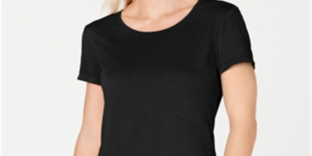 Camiseta feminina Ideology de manga curta com gola redonda e estampa de joias, preta, tamanho pequeno