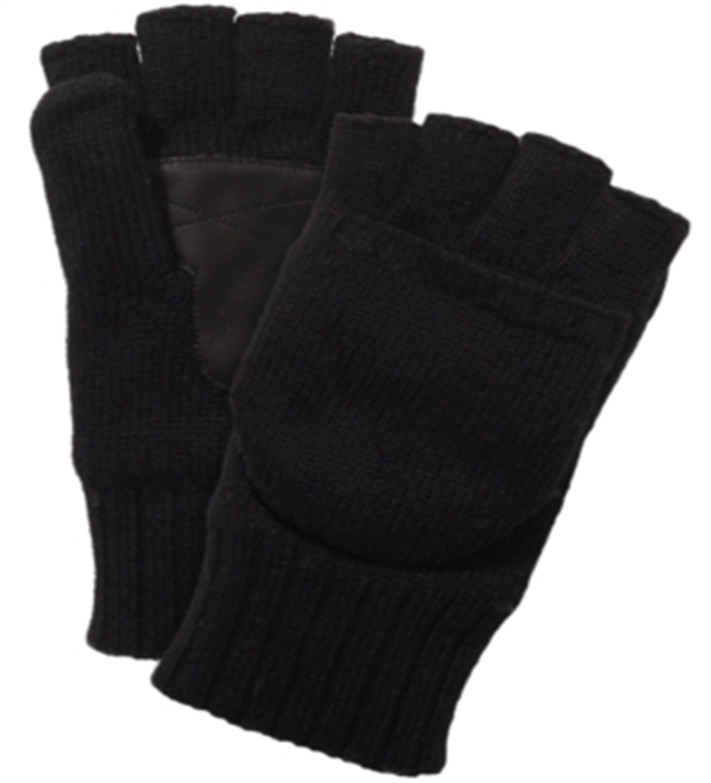 Luva de couro UGG masculina de malha flip, preta, tamanho regular