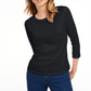 Camiseta feminina lisa com manga 3/4 Maison Jules, preta, tamanho XS