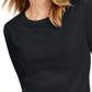 Camiseta feminina lisa com manga 3/4 Maison Jules, preta, tamanho XS