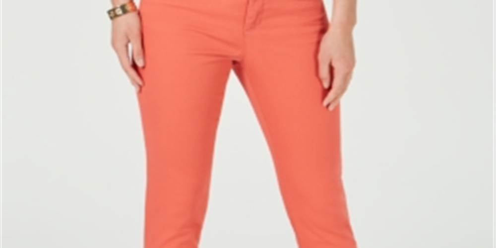 Calça jeans skinny feminina Charter Club Bristol, laranja, tamanho 14, pequena