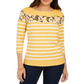 Blusa feminina listrada e com estampa floral Charter Club, amarela, tamanho grande