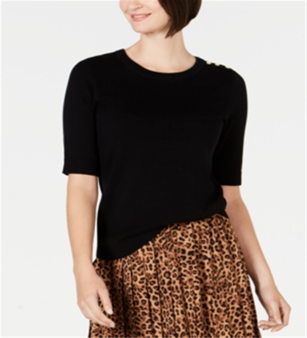 Suéter feminino Charter Club com botões e ombros de fora, preto, tamanho XX-G