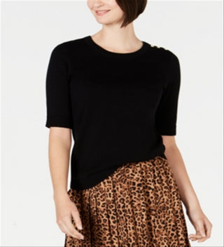 Suéter feminino Charter Club com botões e ombros de fora, preto, tamanho XX-G