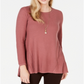 Suéter plissado alto e baixo feminino Style &amp; Co, roxo, tamanho G