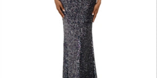 Vestido de noite Betsy Adam feminino, sem mangas, com lantejoulas, comprimento total, cinza, tamanho 4
