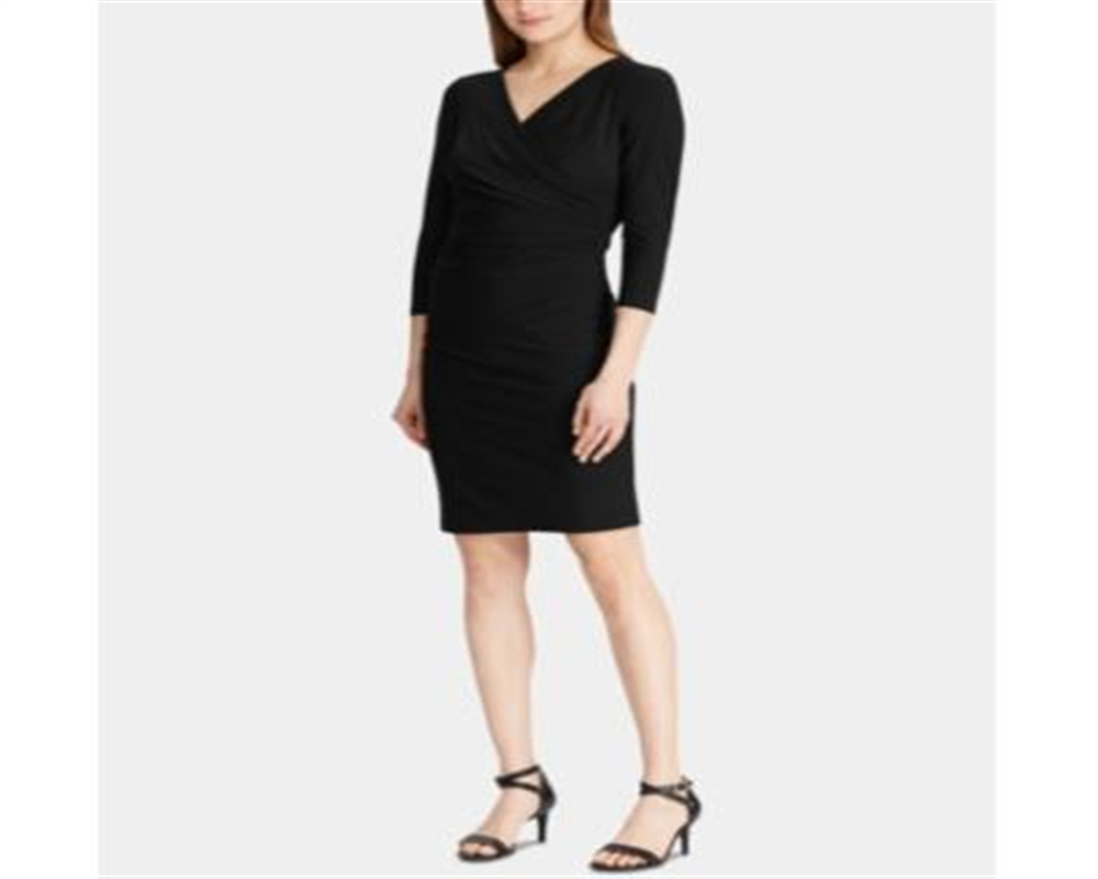 Vestido Ralph Lauren Feminino Manga 3/4 Manga Caída Preto Tamanho 0