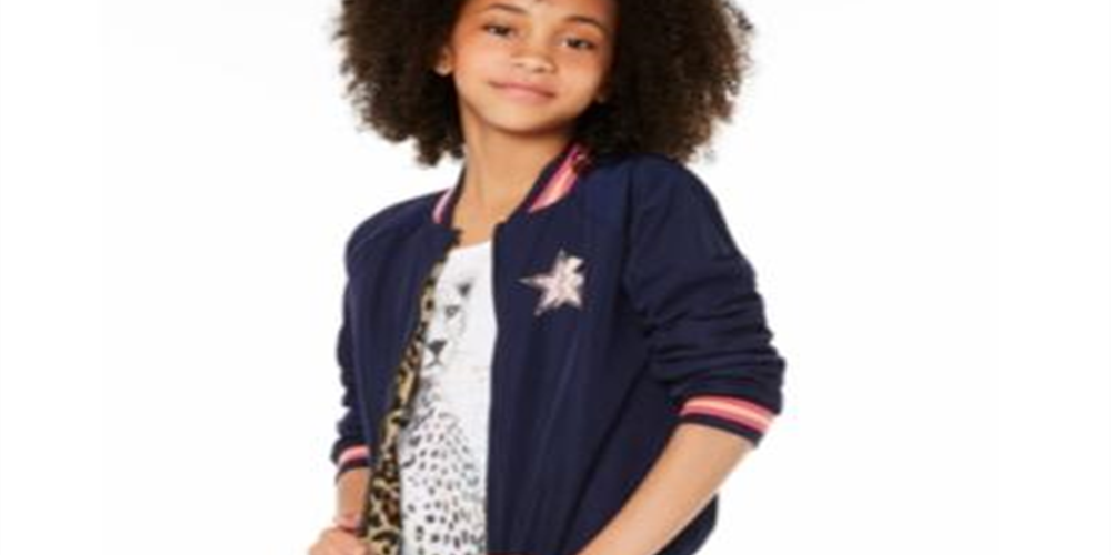 Jaqueta bomber reversível Epic Threads Big Girl's azul tamanho grande