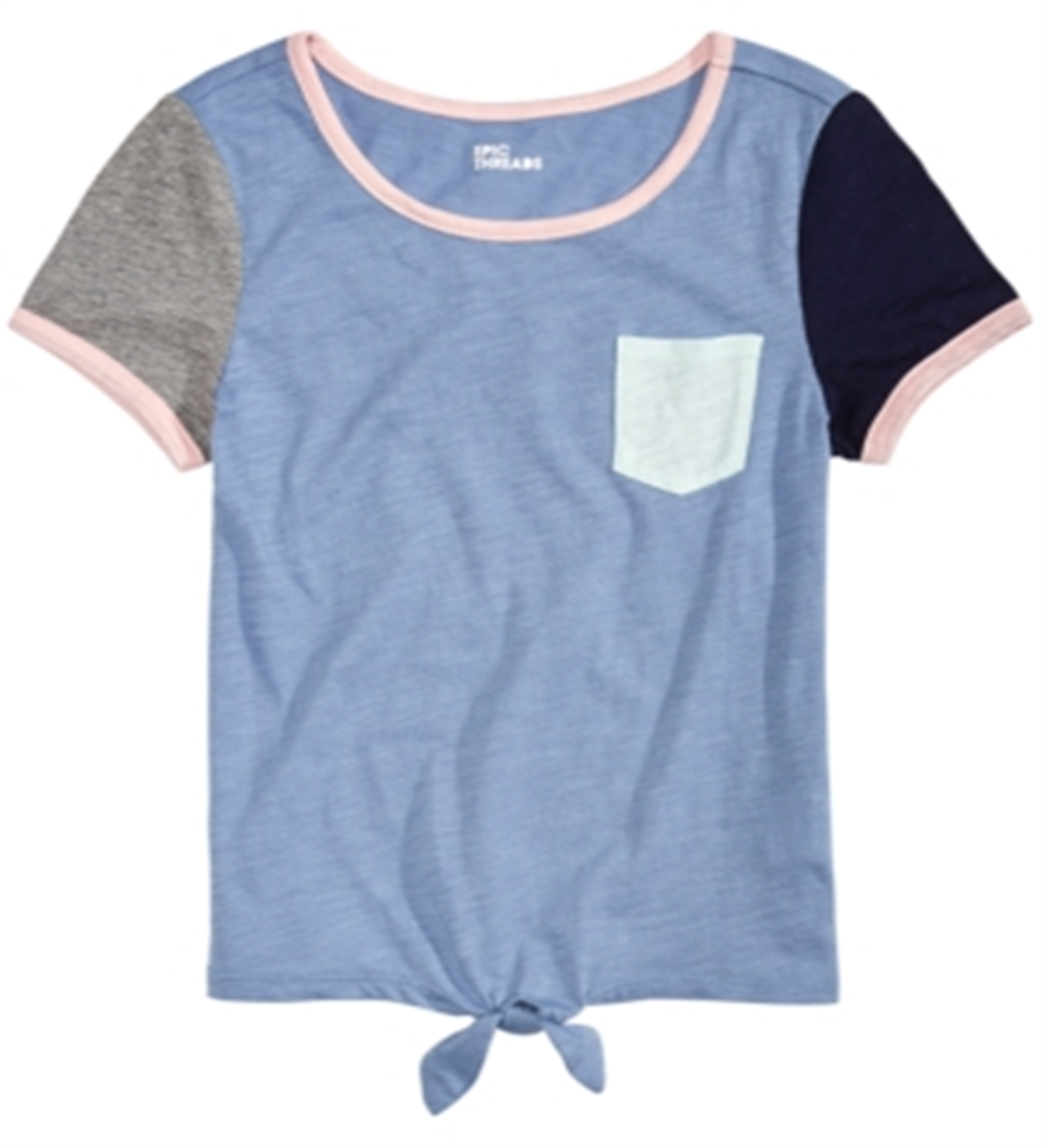 Camiseta Epic Threads Big Girl's Colorblocked Tie Front Azul Tamanho X-G