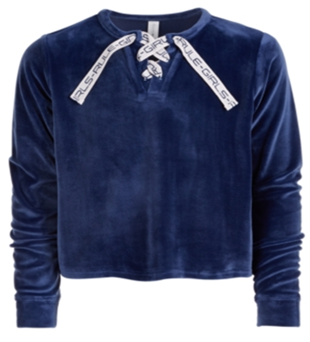 Ideology Big Girl's Moletom de veludo com cadarço azul tamanho X-Large