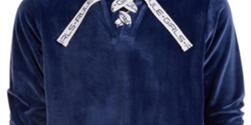 Ideology Big Girl's Moletom de veludo com cadarço azul tamanho X-Large