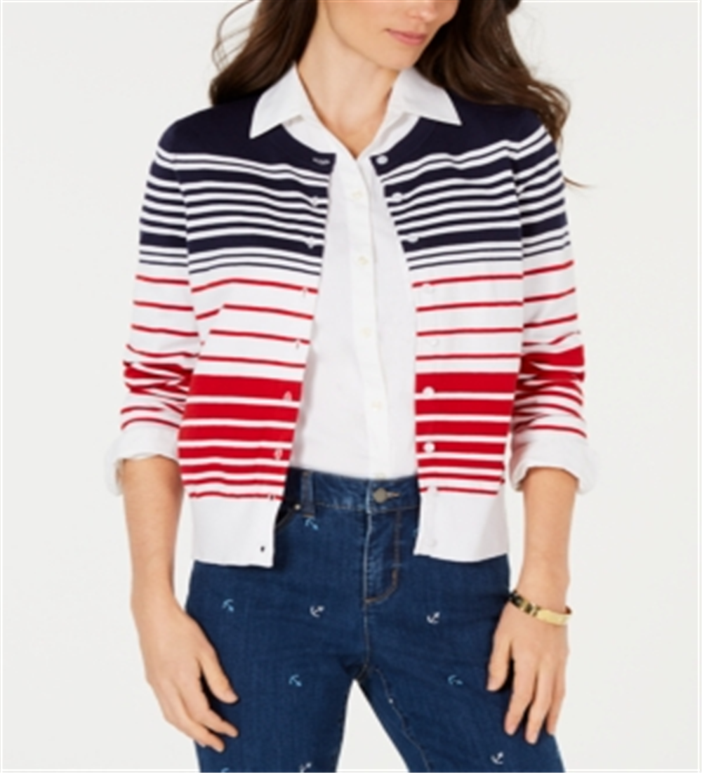 Cardigan listrado feminino Charter Club azul tamanho G