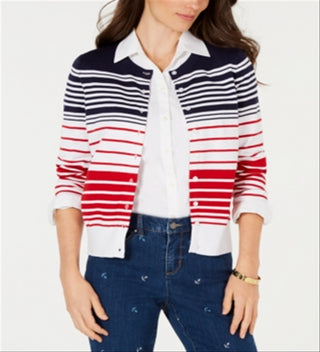 Cardigan listrado feminino Charter Club azul tamanho G