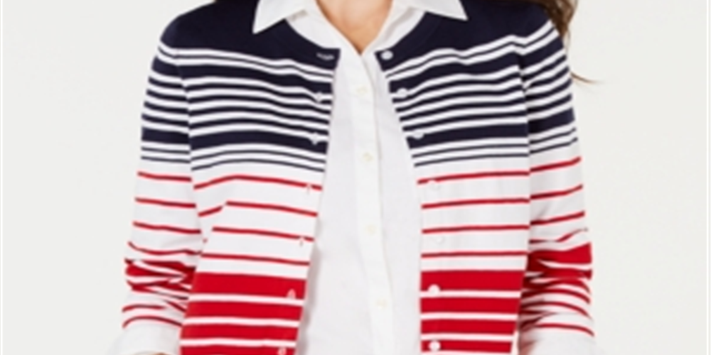 Cardigan listrado feminino Charter Club azul tamanho G