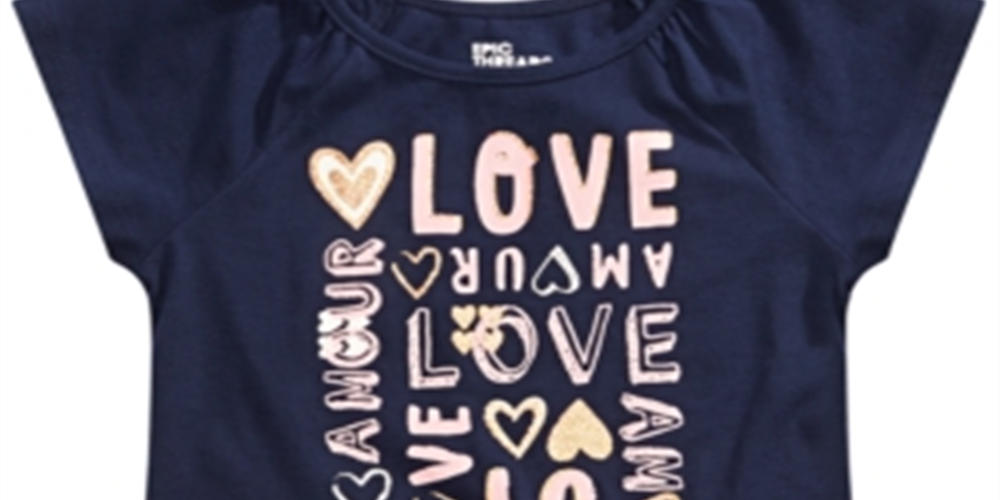 Camiseta infantil Epic Threads Love para meninas, azul, tamanho 3T