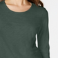 Camiseta feminina alta e baixa Maison Jules, verde, tamanho pequeno