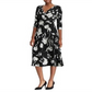 Vestido midi Ralph Lauren feminino, creme, floral, sobrepeliz, ajuste evasê, preto, tamanho 6