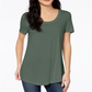 Camiseta feminina Maison Jules com decote redondo, verde, tamanho grande