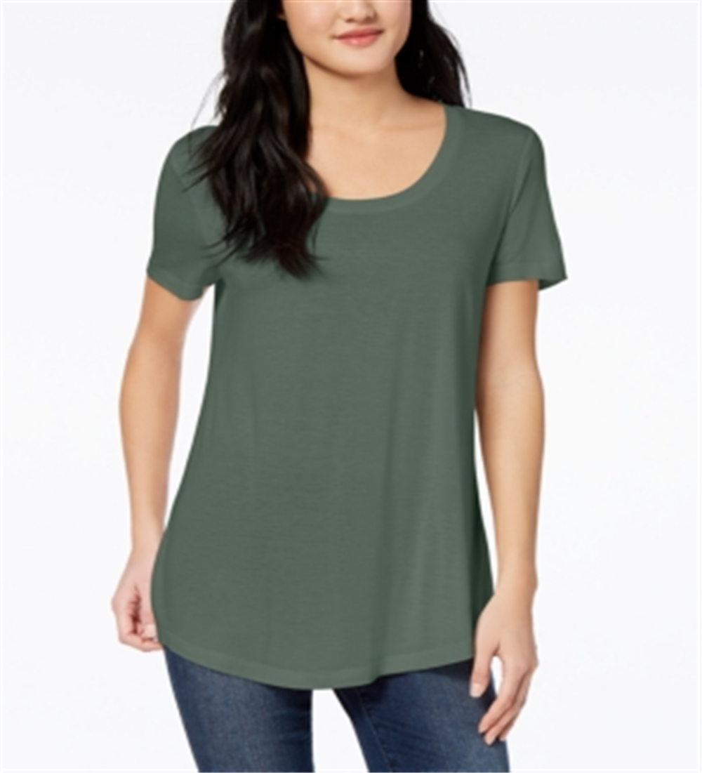 Camiseta feminina Maison Jules com decote redondo, verde, tamanho grande