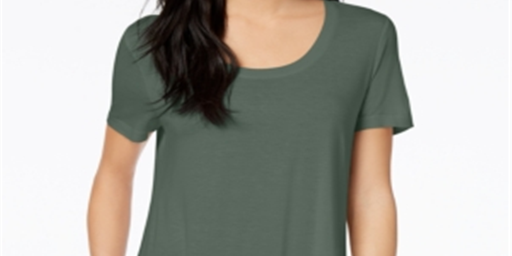 Camiseta feminina Maison Jules com decote redondo, verde, tamanho grande