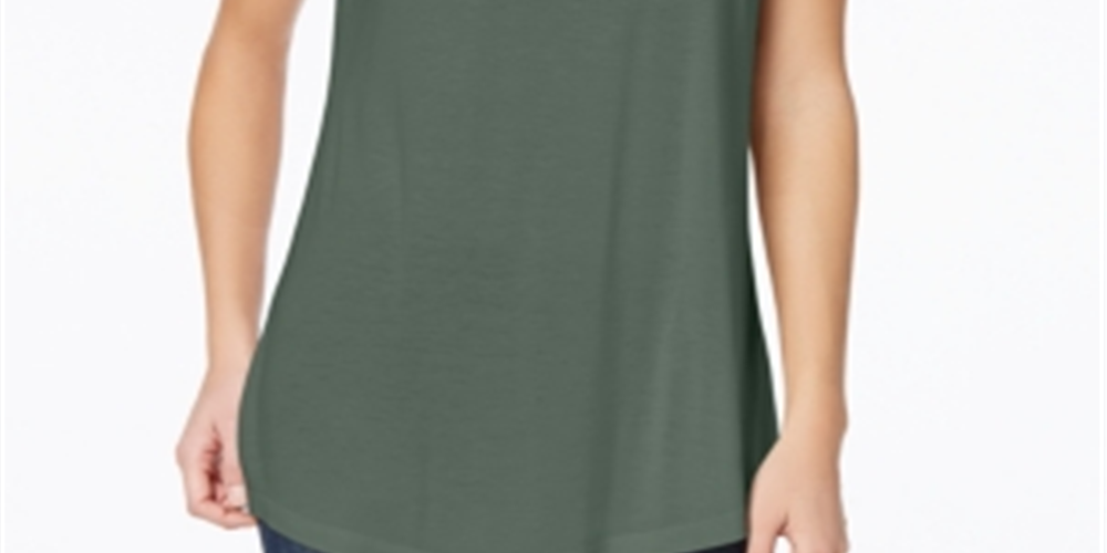 Camiseta feminina Maison Jules com decote redondo, verde, tamanho grande