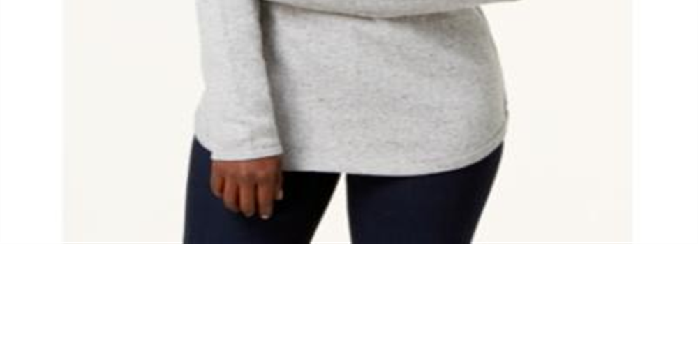Karen Scott Blusa feminina de manga comprida com decote redondo, cinza, tamanho extragrande