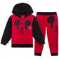 Conjunto de moletom com capuz e calça de moletom Mickey Mouse da Disney para meninos, 2 peças, com blocos de cores, vermelho, tamanho 2