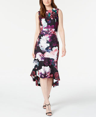 Vestido Calvin Klein Feminino Floral High Low - Roxo Tamanho 8