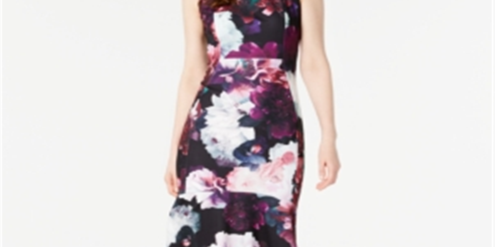 Vestido Calvin Klein Feminino Floral High Low - Roxo Tamanho 8