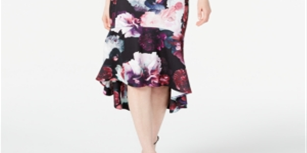 Vestido Calvin Klein Feminino Floral High Low - Roxo Tamanho 8