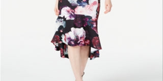 Vestido Calvin Klein Feminino Floral High Low - Roxo Tamanho 8