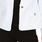 Calvin Klein Blazer Feminino com Botão Único e Ilhós, Branco, Tamanho 6