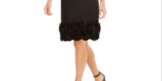 Donna Ricco Women's Ruffle Hem Sheath Dress Polyester Black Size 14