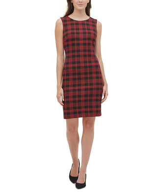 Vestido tubinho xadrez de malha feminino Tommy Hilfiger - Vermelho - Tamanho 6